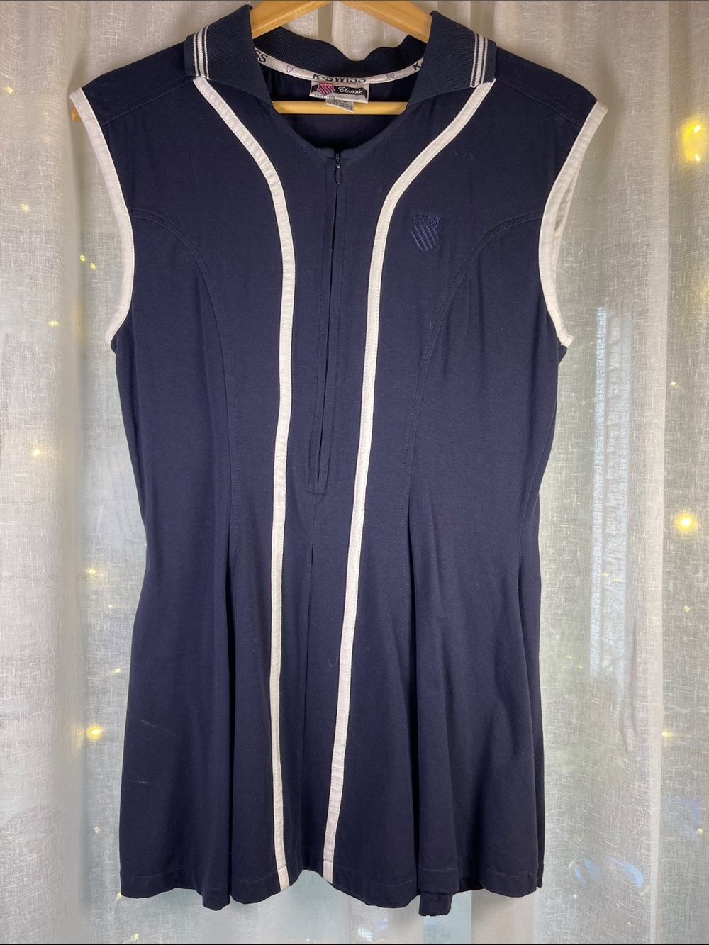 K-Swiss Navy Sleeveless Zip-Front Tennis Dress with White Trim